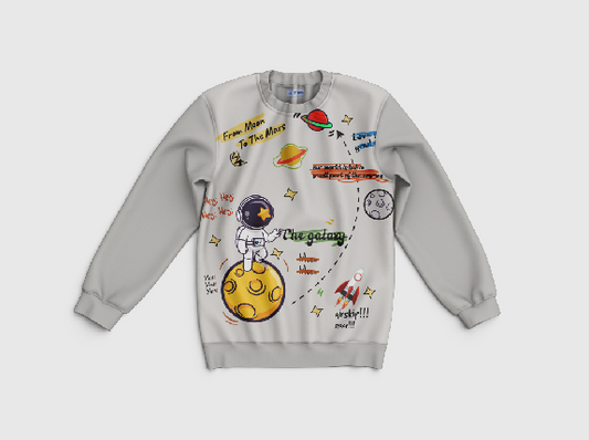 Custom Sweatshirt - "The Galaxy, From Moon to Mars, Airstrike" | Astronaut & Universe Design