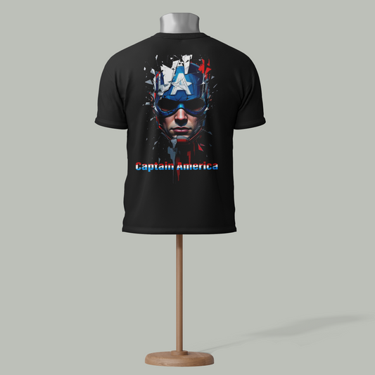 Bold Captain America Face T-Shirt – Superhero Graphic Tee