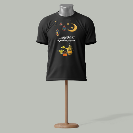Ramadan Kareem T-Shirt – Crescent Moon, Lanterns & Arabic Calligraphy