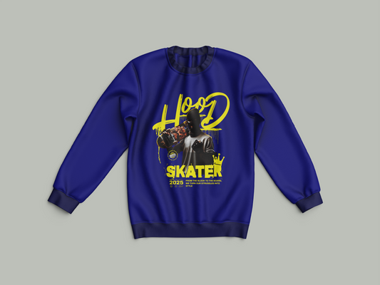 Hood Skater 2025 Customized Sweatshirt – Unique Human Design with Skateboard
