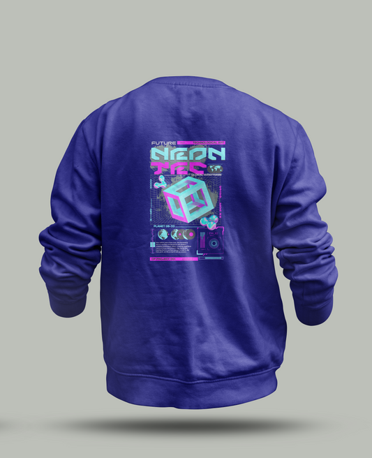 Neon Tech Custom Sweatshirt - Futuristic Cube Design