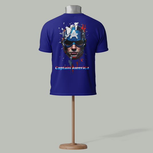 Bold Captain America Face T-Shirt – Superhero Graphic Tee