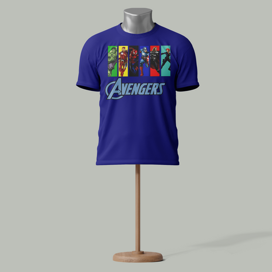 Avengers Character Line-Up T-Shirt – Soft Cotton, Superhero Fan Edition