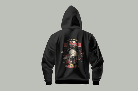 Music From The Moon Custom Hoodie – Celestial Design with Musical Vibes