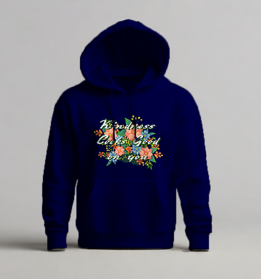 "Kindness Looks Good On You" Customized Hoodie - Floral Design | CustomPlanet Pakistan