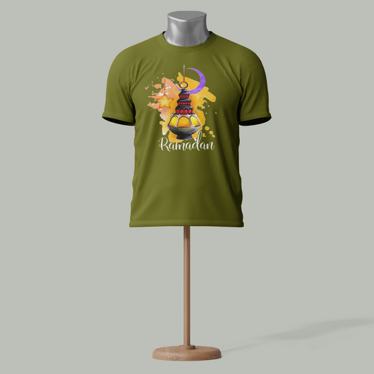 Ramadan T-Shirt – Watercolor Lantern & Crescent Moon Design