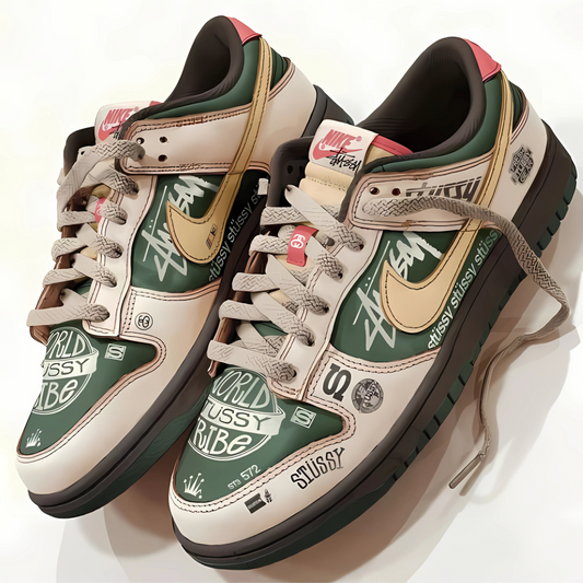 Stüssy-Inspired Streetwear Custom Sneakers – Bold & Artistic