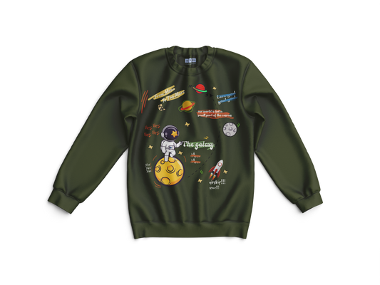 Custom Sweatshirt - "The Galaxy, From Moon to Mars, Airstrike" | Astronaut & Universe Design
