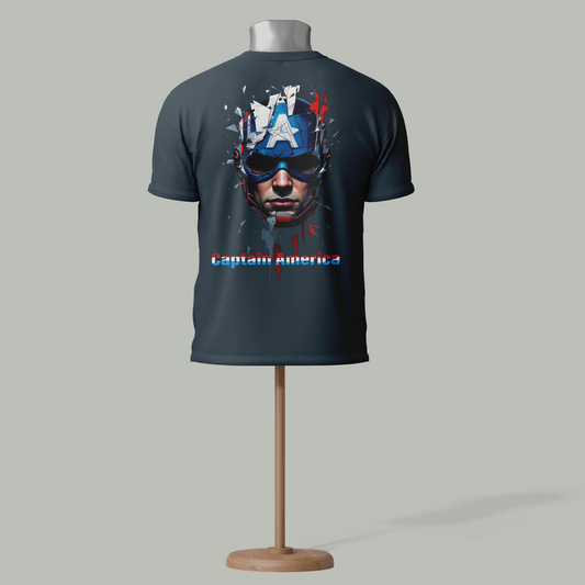 Bold Captain America Face T-Shirt – Superhero Graphic Tee