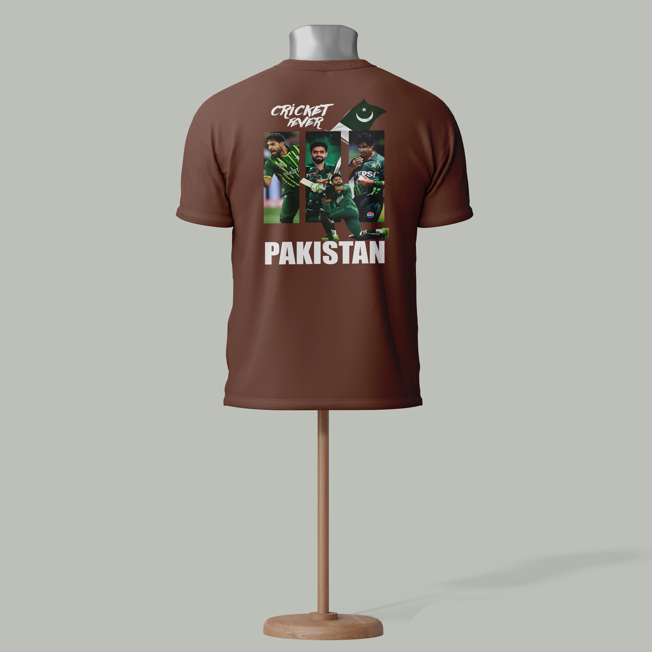 Cricket lover Pakistan T-shirt Brown