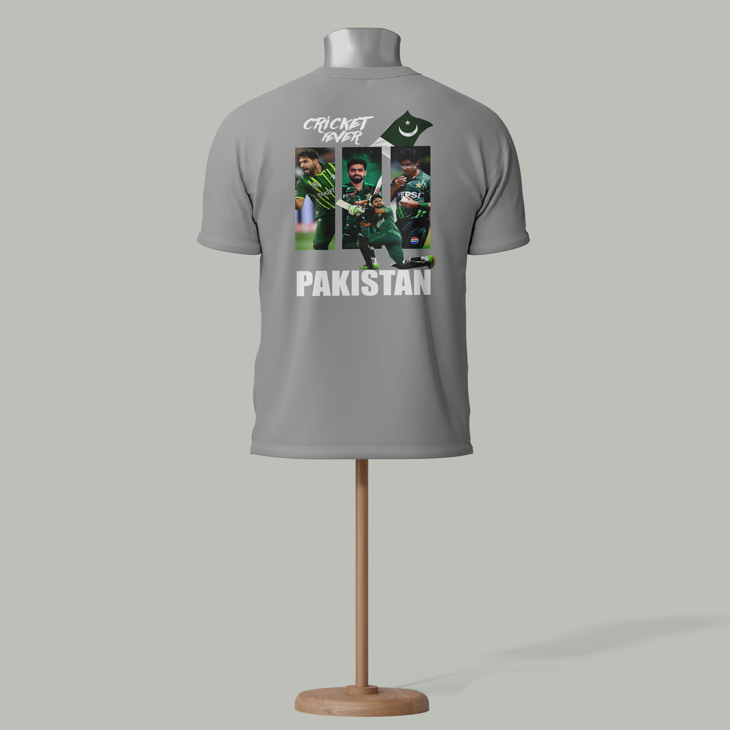  Cricket lover Pakistan T-shirt Light Gray colour