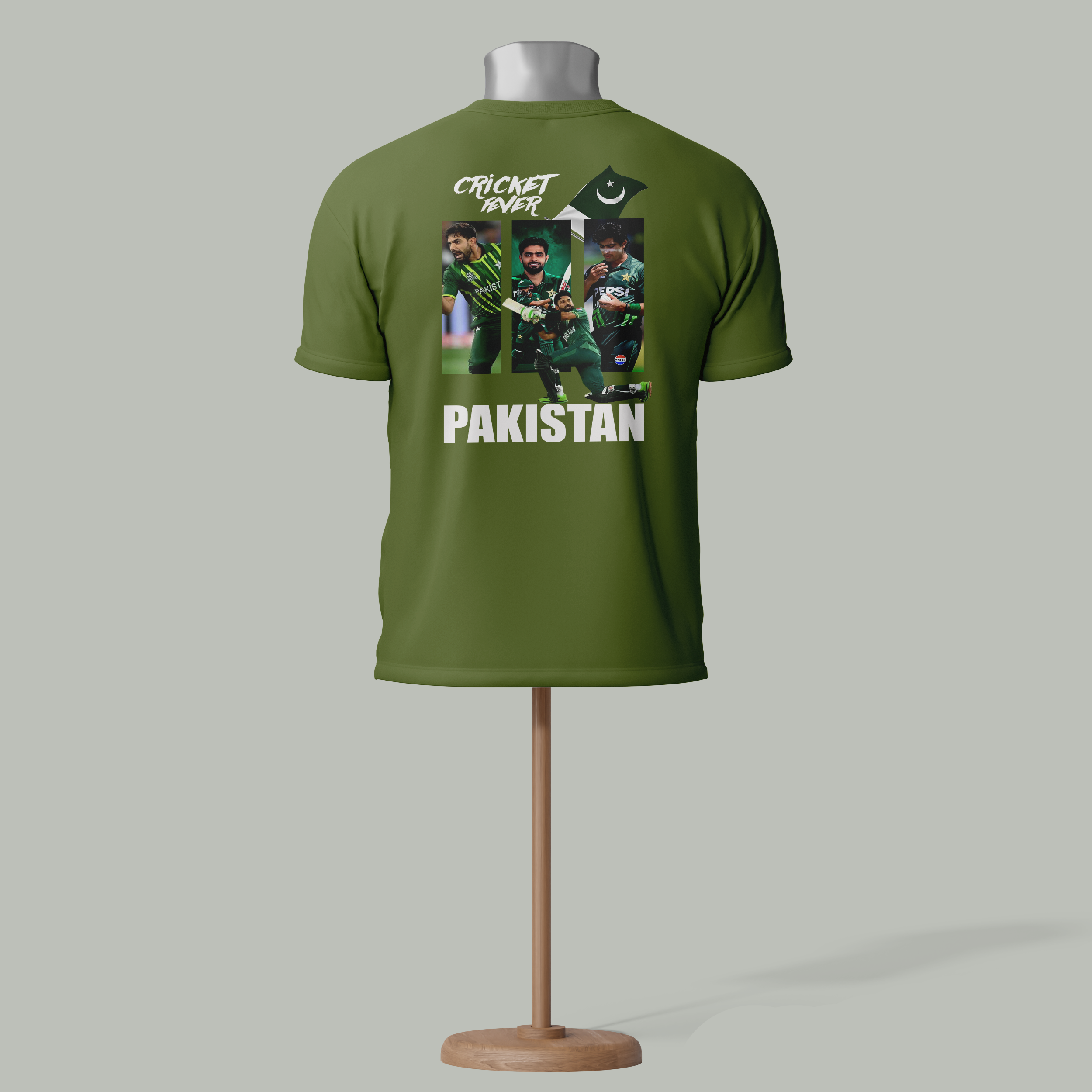 Cricket lover Pakistan T-shirts Green colour