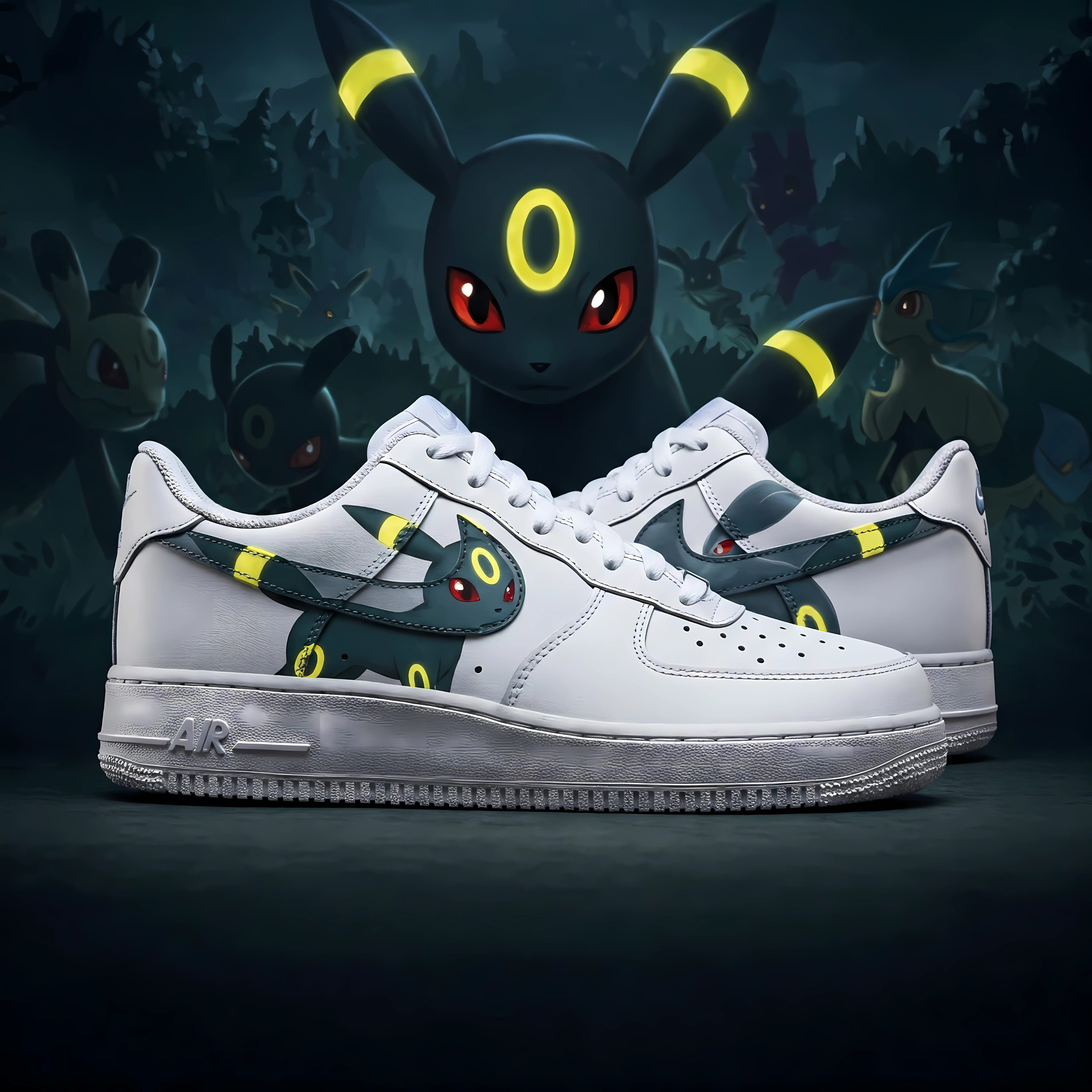 Custom Pokémon Umbreon Air Force 1 Sneakers – Glow in the Dark Edition
