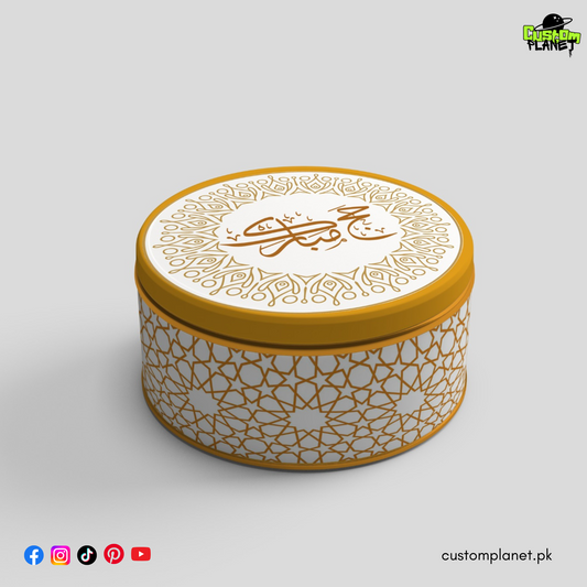 Premium Golden / Silver Steel Khajoor Tin Boxes – 4 Sizes (S, M, L, XL)