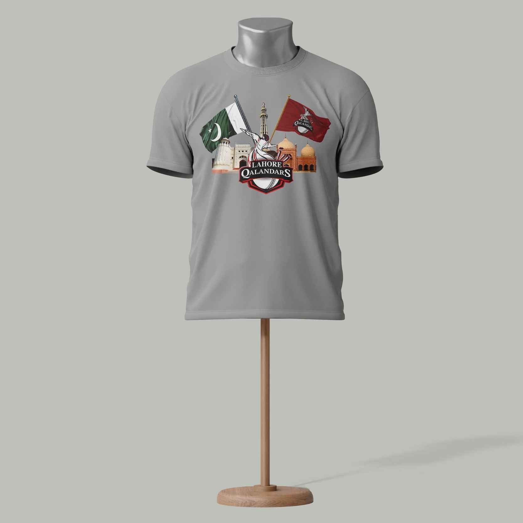 Lahore Qalandars PSL T-Shirt – Pakistan Cricket Fan Gray colour