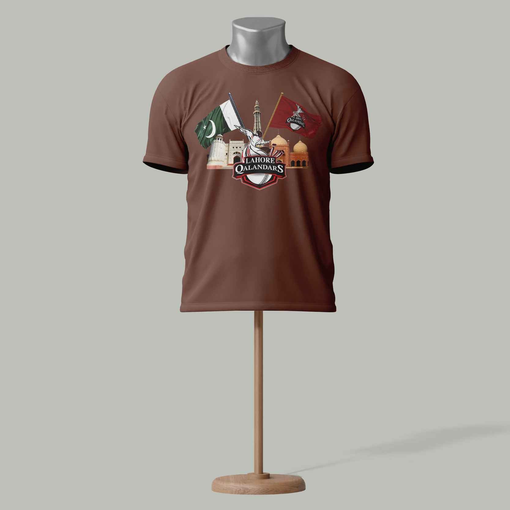 Lahore Qalandars PSL T-Shirt – Pakistan Cricket Fan Brown colour