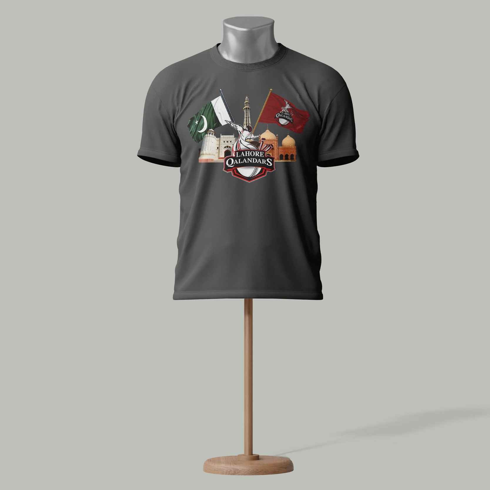 Lahore Qalandars PSL T-Shirt – Pakistan Cricket Fan Gray colour
