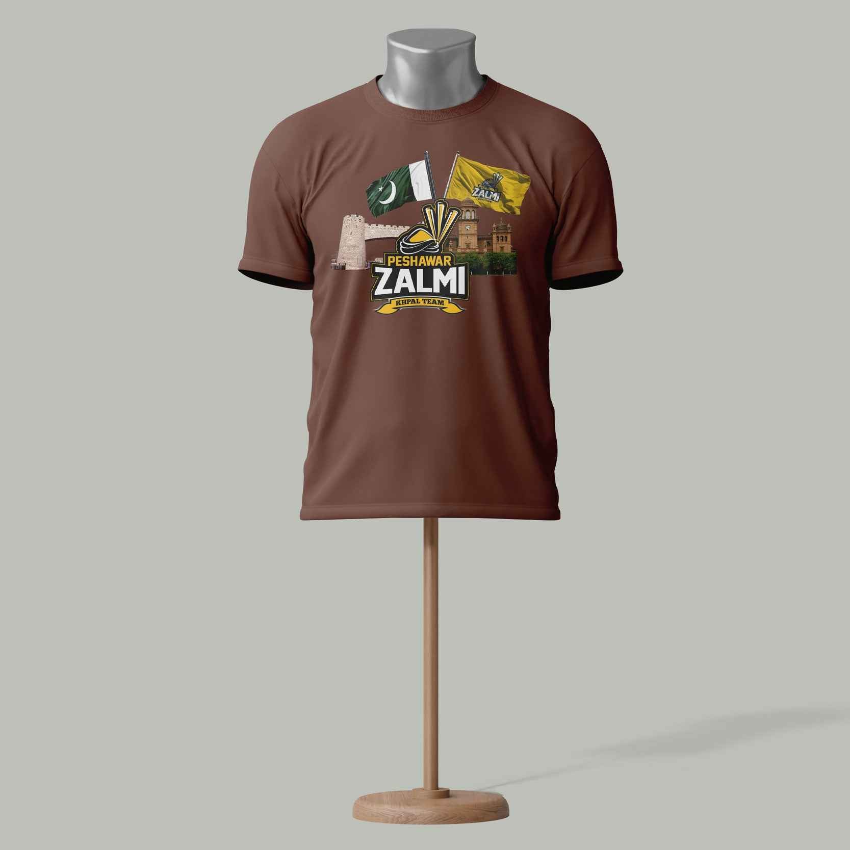 Peshawar Zalmi PSL T-Shirt – Cricket Fan Brown colour