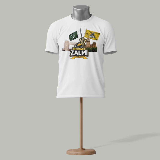 Peshawar Zalmi PSL T-Shirt – Cricket Fan white Edition colour