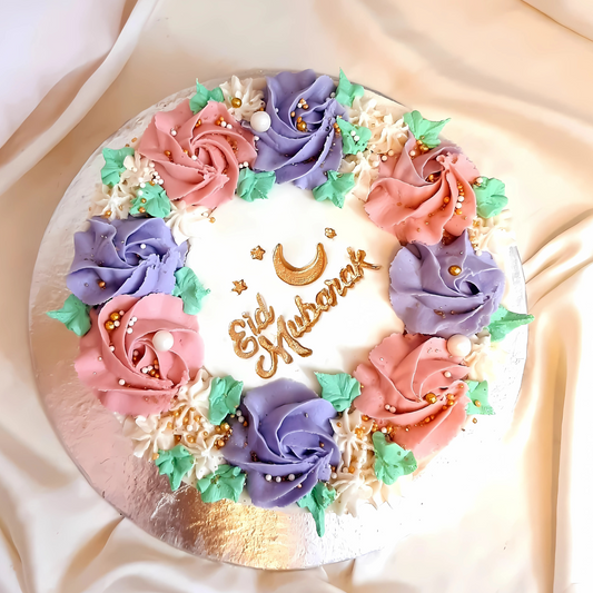 Custom Eid Mubarak Floral Cake – Elegant Festive Celebration Cake