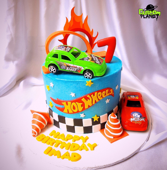 Customized Hot Wheels Birthday Cake with Toy Cars & Personalized Name