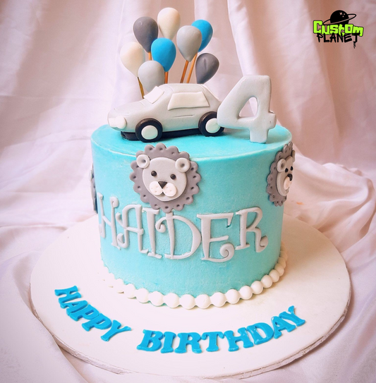 Custom "Car & Balloons" Birthday Cake – Personalized Design for Special Celebrations