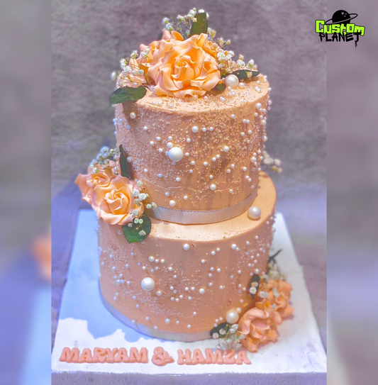 Elegant Customized Anniversary Cake with Floral Design