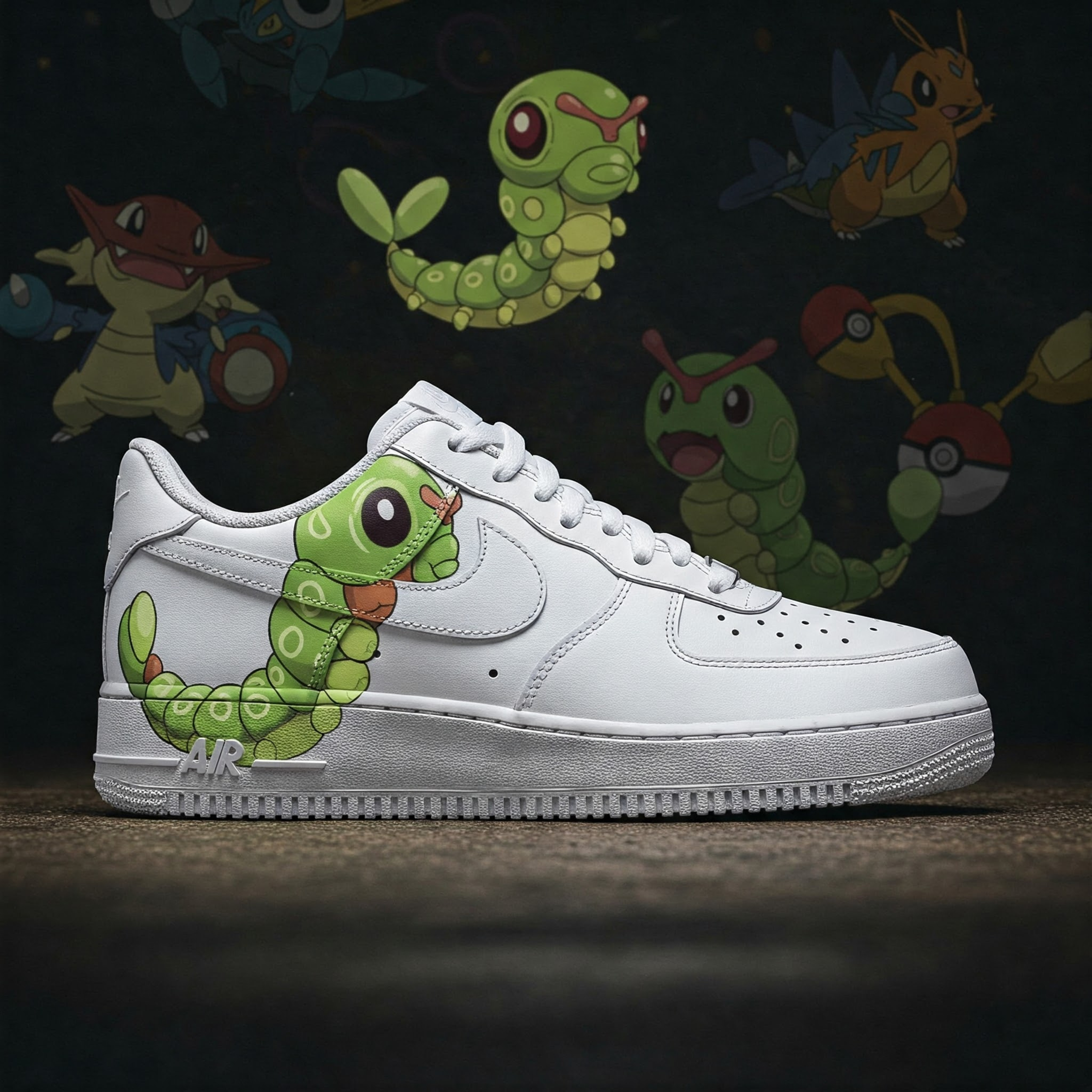 Custom Pokémon Caterpie Air Force 1 – Hand-Painted Pokémon Sneakers