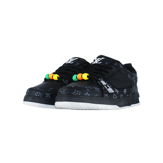 Monogram Luxe – Black Streetwear Sneakers (Unisex)