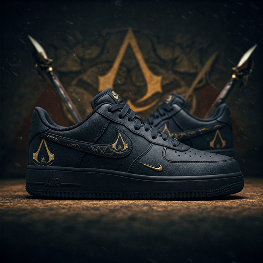 Assassin’s Creed-Inspired Sneakers – Black & Gold Stealth Edition