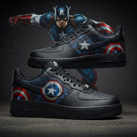 Captain America Superhero Sneakers – Shield Edition Black Kicks