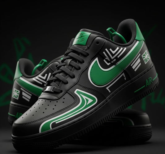 The Minar-e-Tech '25 - Premium Custom Black & Green Azadi Sneakers