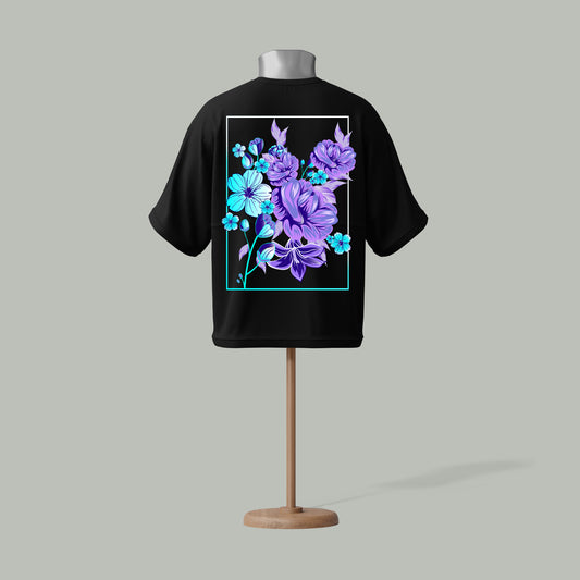 Floral Bloom Drop Shoulder T-Shirt – Royal Blue | Custom Planet