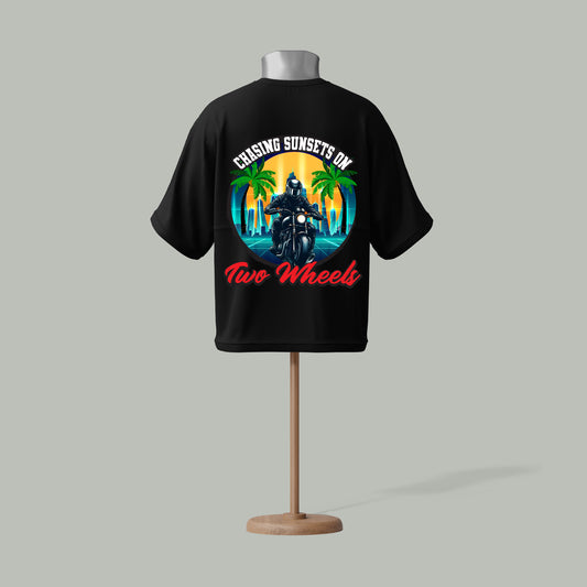 Chasing Sunsets on Two Wheels T-Shirt – Biker Adventure Edition