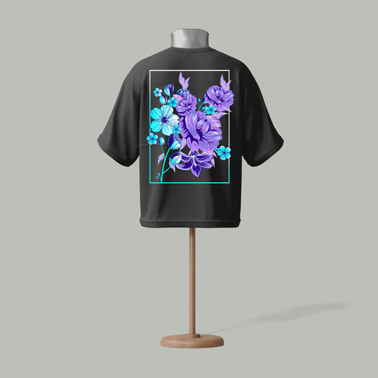 Floral Bloom Drop Shoulder T-Shirt – Royal Blue | Custom Planet