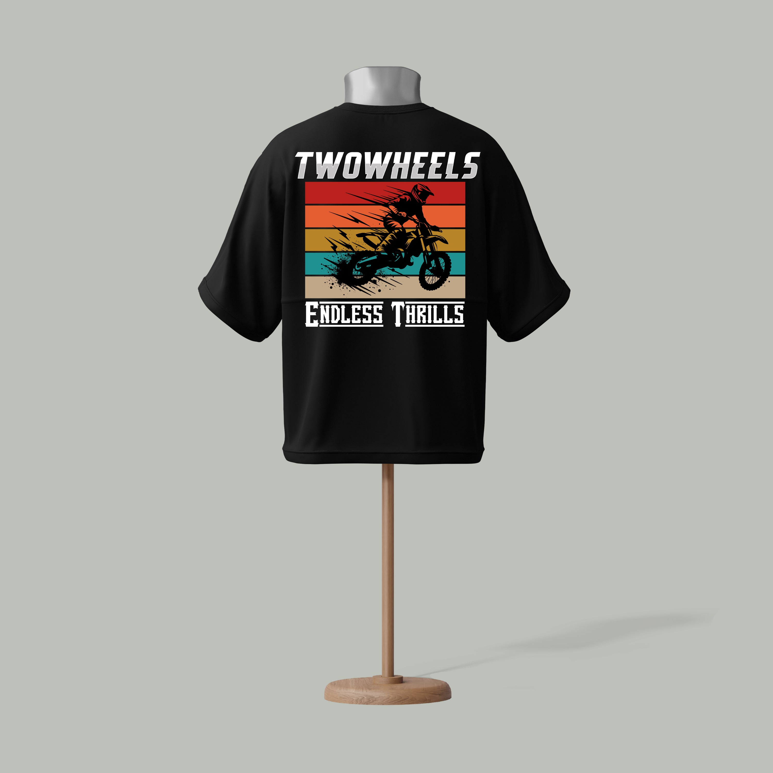 Two Wheels Biker Forever Black colour Drop shoulder