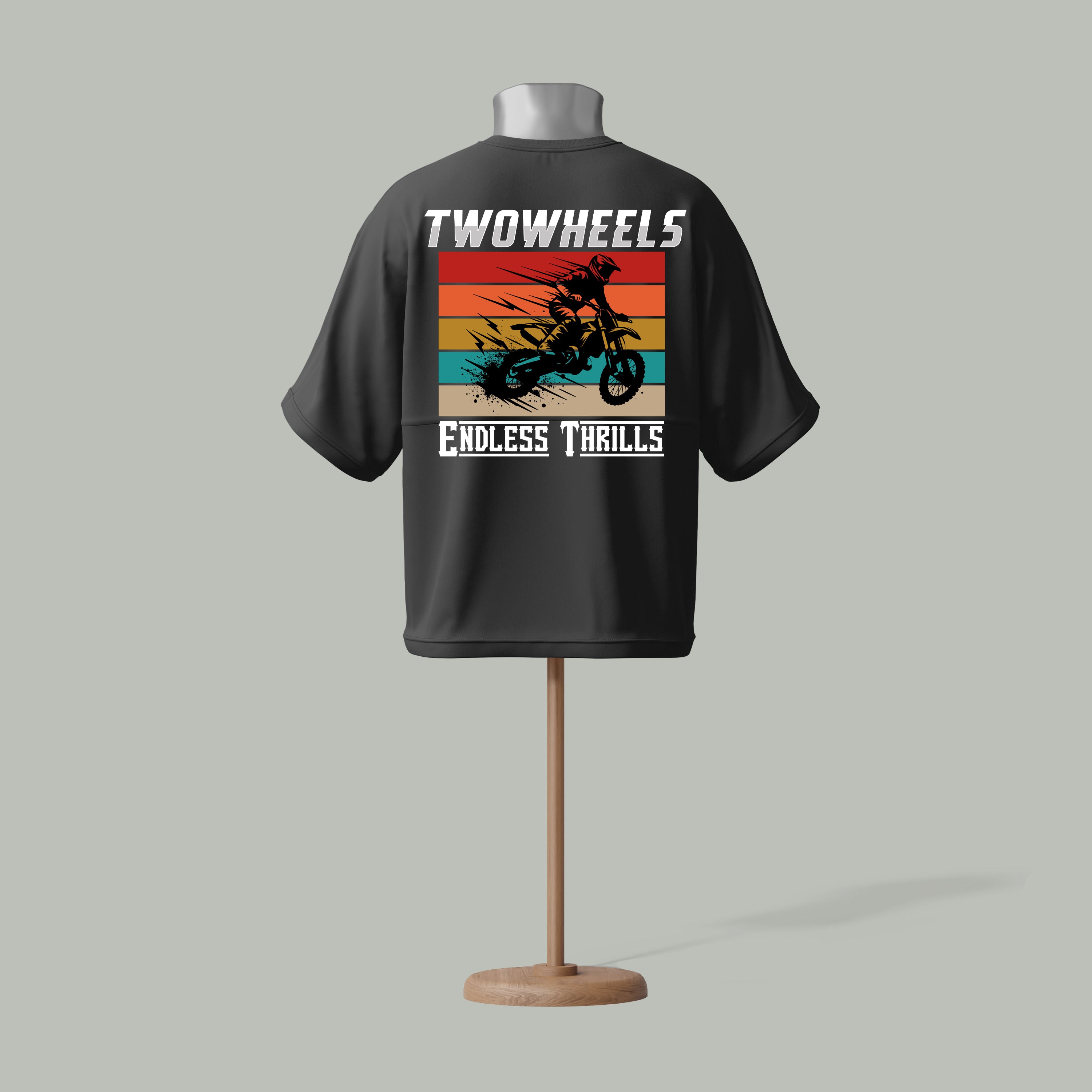 Two Wheels Biker Forever gray colour drop shoulder