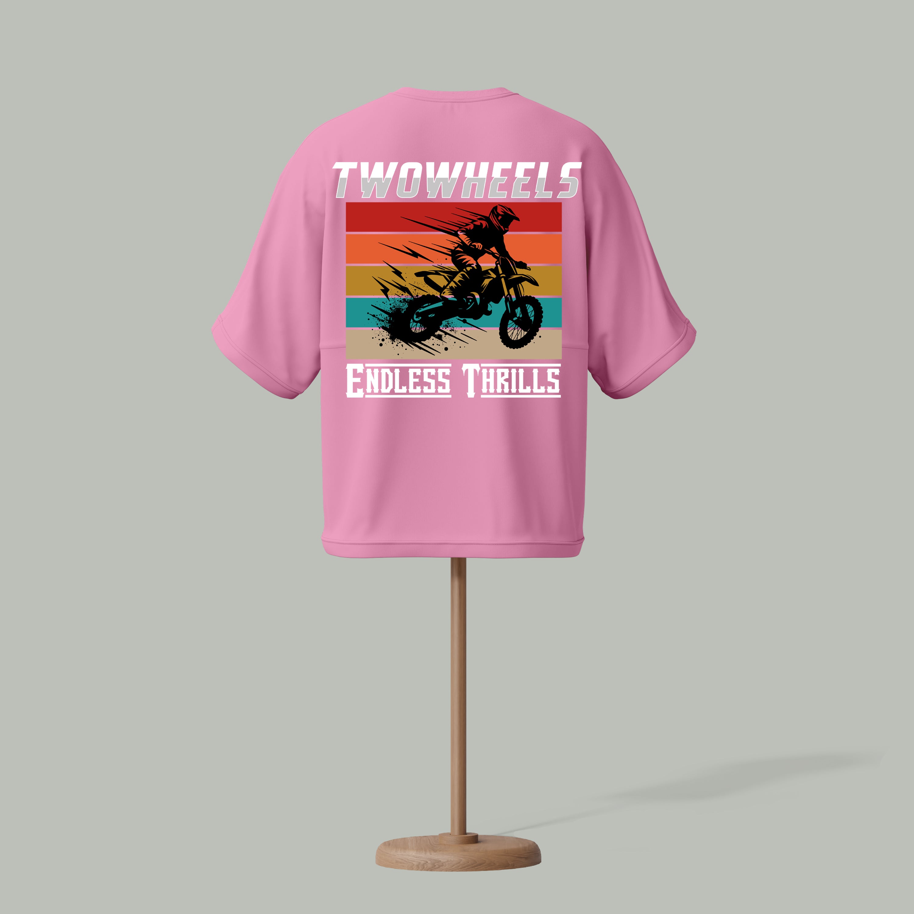 Two Wheels Biker Forever Pink colour Drop down shoulder