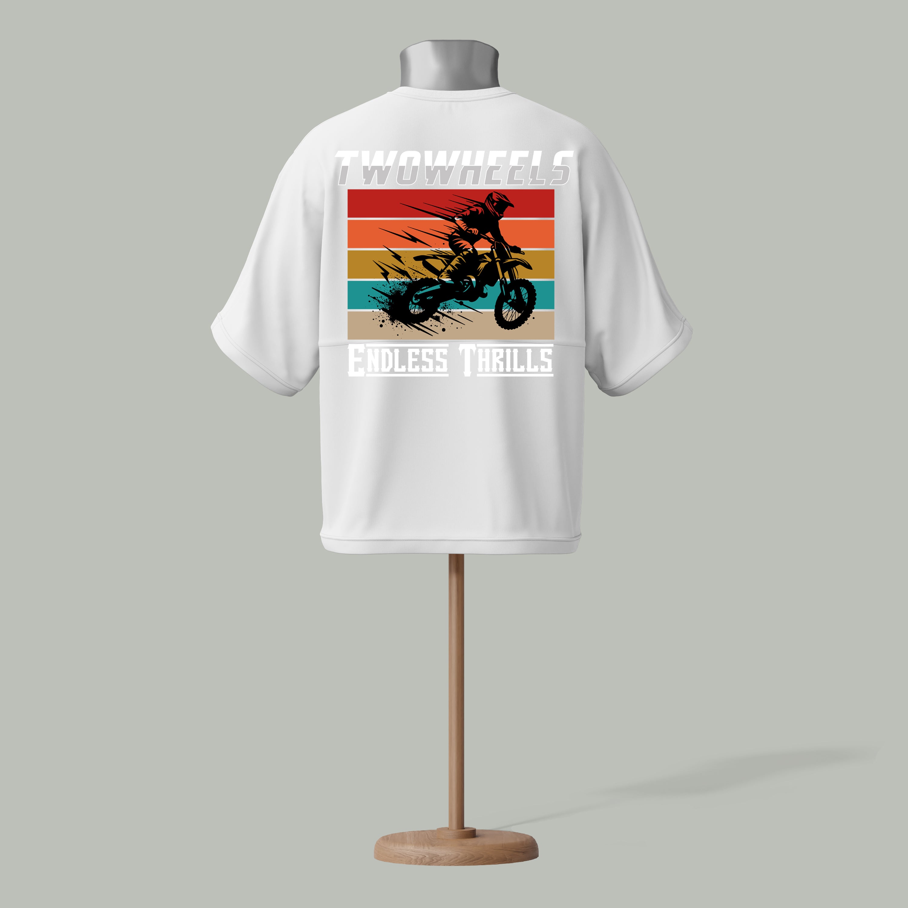 Two Wheels Biker Forever White colour Drop down shoulder